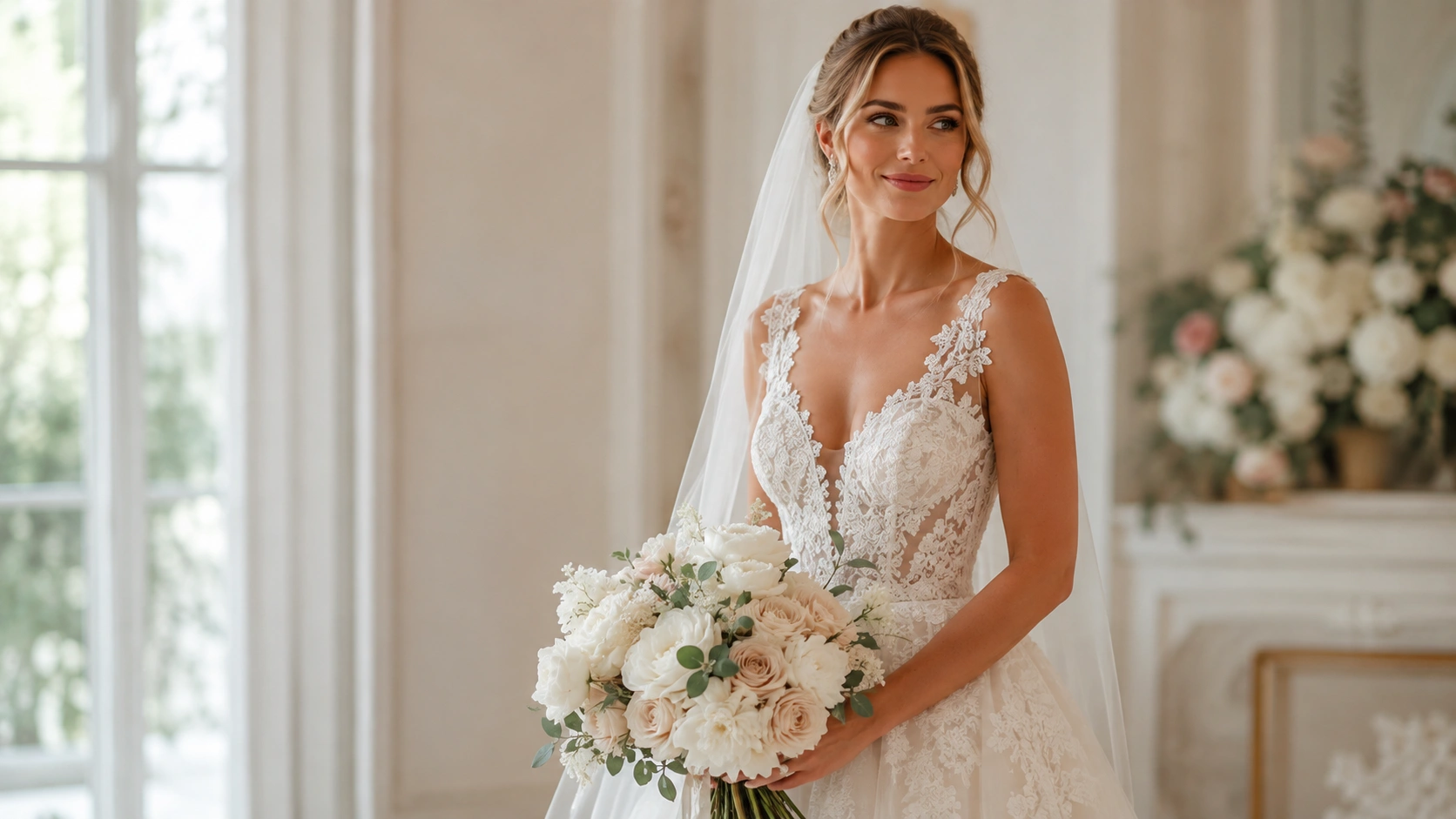 Bride discovering her bridal style